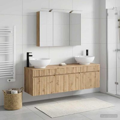 vidaXL Set kabinetov do kúpeľne 4 ks Dub artisan Kompozitné drevo