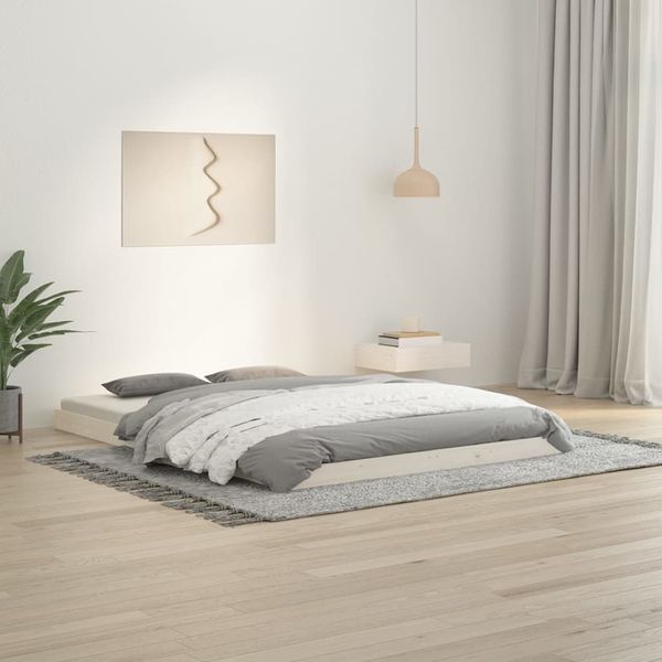 vidaXL Rám postele biely 135x190 cm dvojlôžko masívna borovica