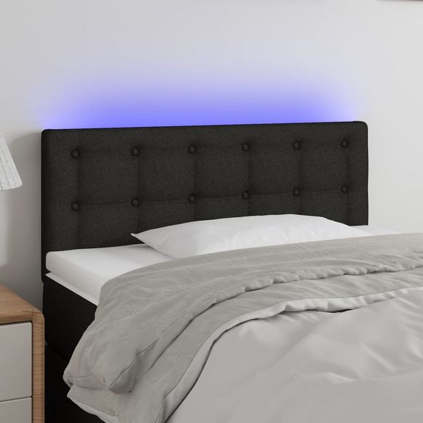 vidaXL Čelo postele s LED čierne 100x5x78/88 cm látka