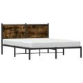 vidaXL Kovový posteľný rám bez matraca dymový dub 150x200 cm