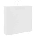vidaXL Papierové tašky 250 ks s rúčkami, biele, 54x15x49 cm
