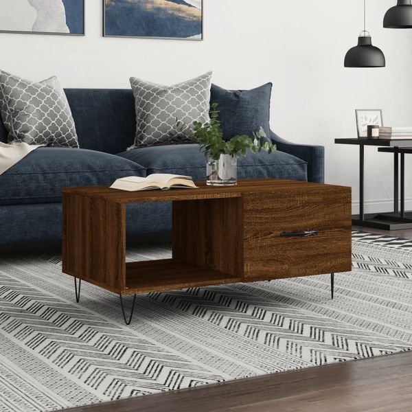 vidaXL Konferenčný stolík hnedý dub 90x50x40 cm kompozitné drevo