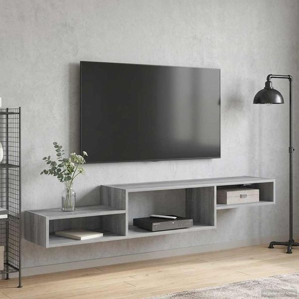 vidaXL Nástenný TV kabinet Nástenná montáž Sivý Sonoma