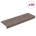 vidaXL Schodové rohože, samolepiace, 30 ks, 65x21x4 cm, béžové, s obdĺžnikovým okrajom