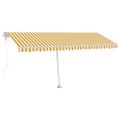 vidaXL Automatická markíza, LED a senzor vetra 500x300 cm, žltá/biela