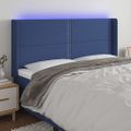 vidaXL Čelo postele s LED modré 183x16x118/128 cm látka
