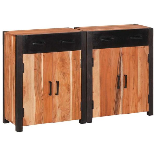 vidaXL Servírovacia skriňa so zásuvkou 2 pcs Hnedá 110 x 30 x 75 cm