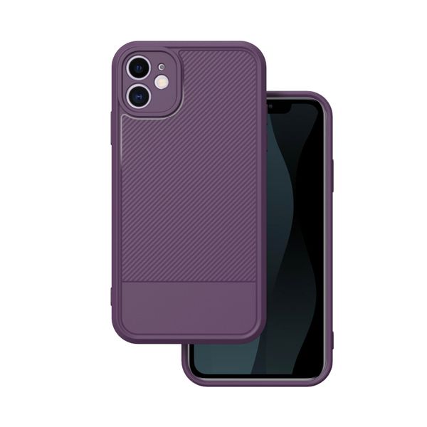 Jednoduché carbonové puzdro pre iPhone 11 fialová