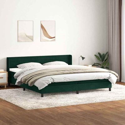vidaXL Box Spring Posteľ s matracom Tmavo zelená 200x210 cm Zamat