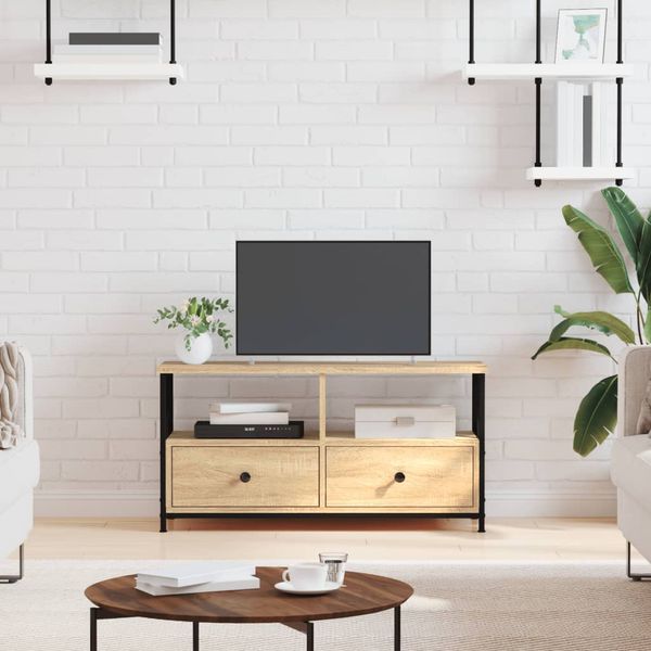 vidaXL TV skrinka dub sonoma 90x33x45 cm kompozitné drevo a železo