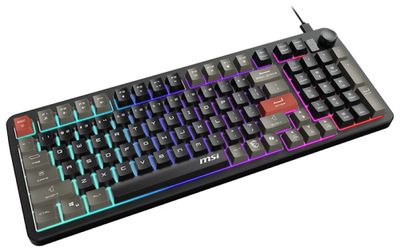 MSI herná klávesnica FORGE GK110/ drôtová/ RGB podsvietenie/ USB/ CZ+SK layout Klávesnica, herná, drôtová, membránová, RGB podsvietenie, USB, CZ/SK layout, čierna