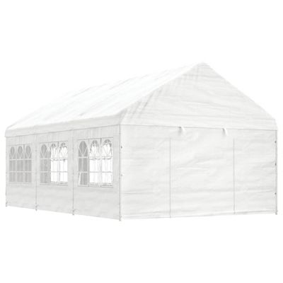 vidaXL Altánok so strechou, biely 6,69x4,08x3,22 m, polyetylén