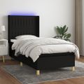 vidaXL Posteľ boxsping s matracom a LED čierna 80x200 cm látka