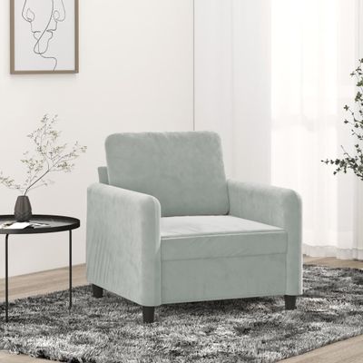 vidaXL Kreslo bledosivé 60 cm zamat