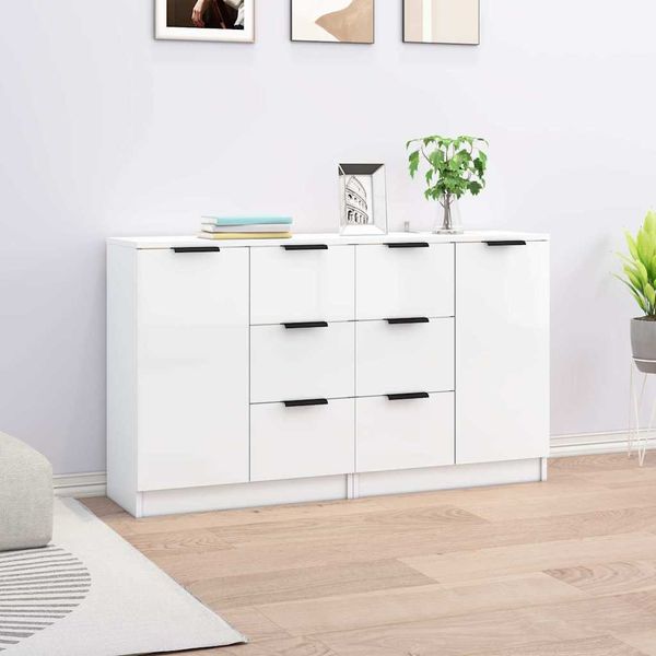 vidaXL Komody 2 ks lesklé biele 60x30x70 cm spracované drevo