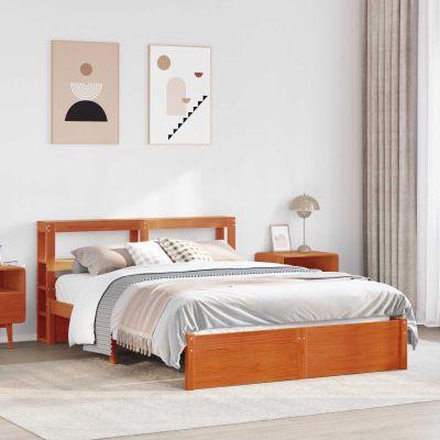 vidaXL Rám postele Včelí hnedý 140 x 200 cm Masívne borovicové drevo