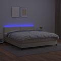 vidaXL Boxspring posteľ s matracom a LED krémová 160x200 cm umelá koža