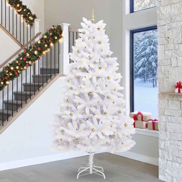 vidaXL Umelý Sklápací Vianočný Stromček Biela 300 cm PVC a oceľ