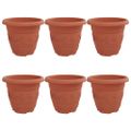 vidaXL Kulatý kvetináč 6 ks Tehlovo červená Ø 22 x 18 cm Plast