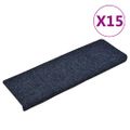 vidaXL Schodové rohože, samolepiace, 15 ks, 65x21x4 cm, modré, s obdĺžnikovým okrajom