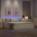 vidaXL LED úložná posteľ s matracom Krémová 180 x 200 cm Látka