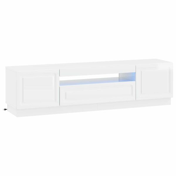 vidaXL LED TV kabinet Biela s vysokým leskom Kompozitné drevo