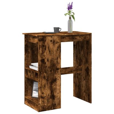 vidaXL Barový stôl s policami dymový dub 90x47,5x103,5cm kompoz. drevo