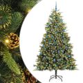 vidaXL Umelý vianočný stromček s pniškami Zelená 240 cm PVC a PE a kov