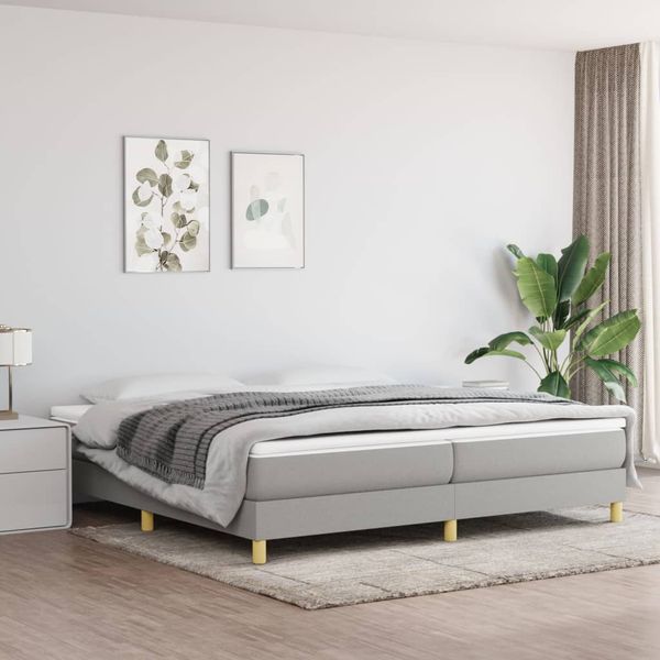 vidaXL Posteľný rám s boxspringom bledosivá 200x200 cm látka