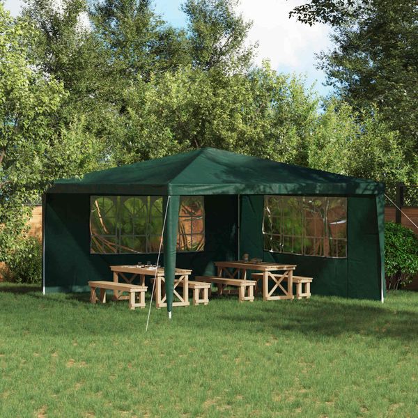 vidaXL Bočná stena párty stanu 2 pcs 400 x 195 cm Zelená PE a oceľ