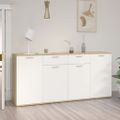 vidaXL Komoda biela a dub sonoma 160x36x75 cm drevotrieska
