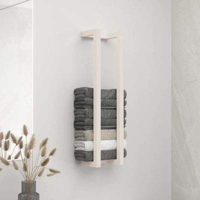 vidaXL Stojan na uteráky biely 23x18x90 cm masívna borovica