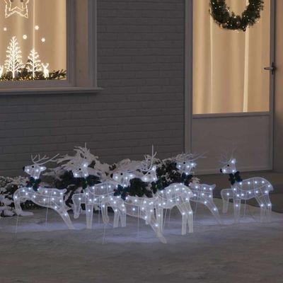 vidaXL LED Soby 6 pcs Biela látka