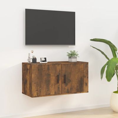 vidaXL Nástenná TV skrinka dymový dub 80x34,5x40 cm