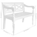 vidaXL Lavička Batavia 98 cm, mahagónový masív, biela
