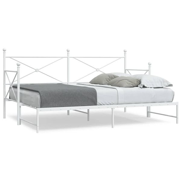 vidaXL Váľanda s kolieskom bez matraca Biela 90x200 cm Oceľ