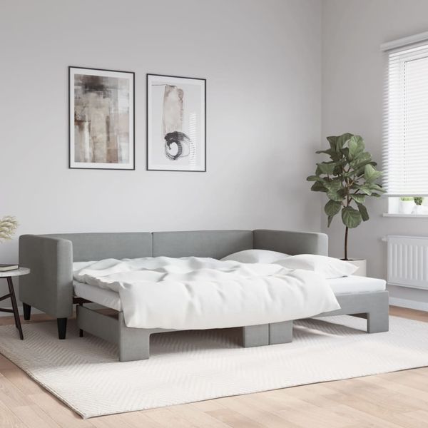 vidaXL Denná posteľ s rozkladacou posteľou bledosivá 100x190 cm látka