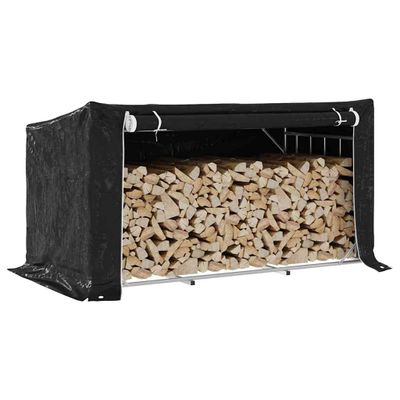 vidaXL Regál na krbové drevo s pláštenkou 200,5x100,5x110,5 cm