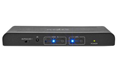 NEDIS HDMI extraktor/ 2x HDMI vstup/ TosLink zásvuka/ 1x 3.5 mm/ 1x HDMI výstup/ 2x RCA/ 4K@60Hz/ 18 Gbps/ kov/ antraci HDMI extractor, 2× HDMI vstup, TosLink, 3.5 mm, 2× RCA výstup, 4K@60Hz, HDR, HDCP 2.2, ARC, kovový, antracit