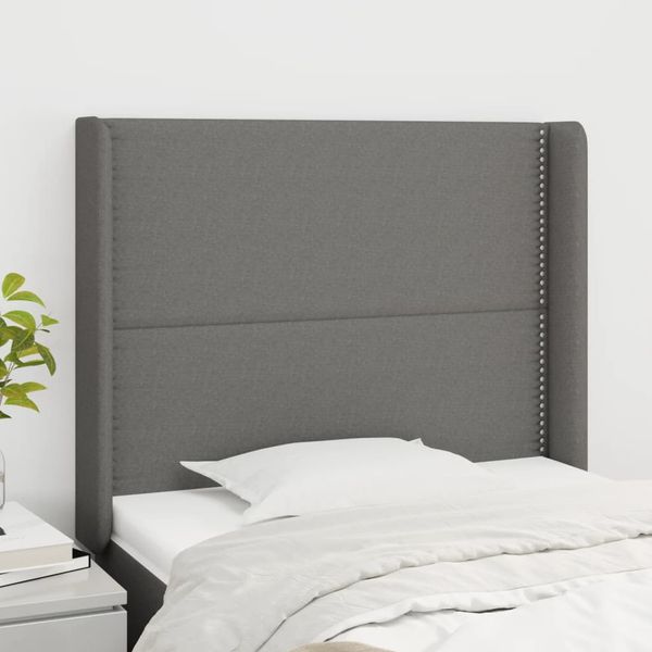vidaXL Čelo postele so záhybmi tmavosivé 83x16x118/128 cm látka