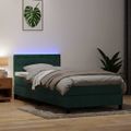 vidaXL Posteľný rám boxsping s matracom a LED tmavozelený 100x210 cm zamat