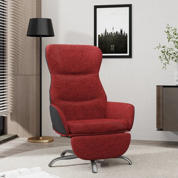vidaXL Relaxačné kreslo s podnožkou vínovo-červené látka