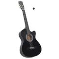 vidaXL Folková klasická gitara s výrezom so 6 strunami, čierna 38"
