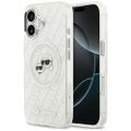 Puzdro Karl Lagerfeld Magsafe IML trblietavé puzdro s kovovým rámom a tlačidlami, hlavy Karla a Choupette na opakovanom logu KL pre iPhone 17 sivá