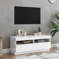 vidaXL TV skrinka s LED svetlami lesklá biela 100x35x40 cm