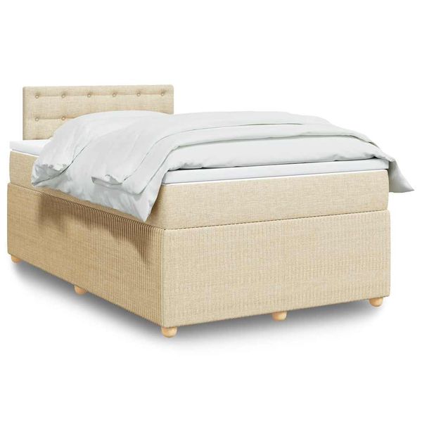 vidaXL Boxspring posteľ s matracom krémová 120x190 cm látka