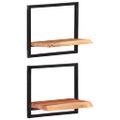 vidaXL Nástenné police 2 ks 40x24x35 cm akáciový masív a oceľ