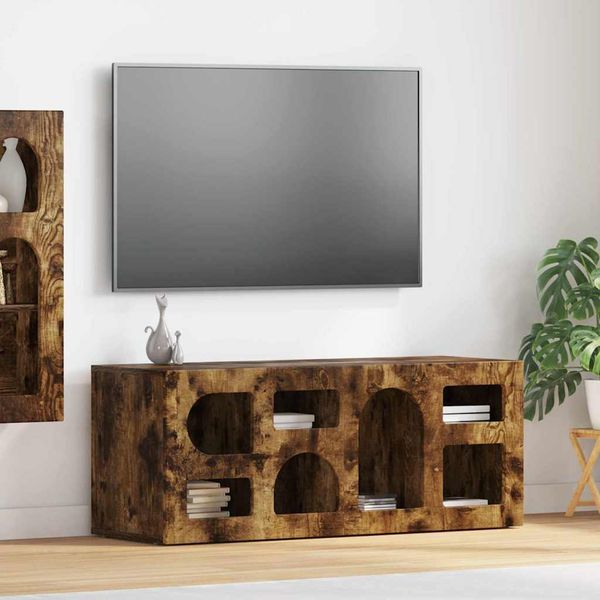 vidaXL TV skrinka ELST 100 x 35 x 40 cm Dymová dub Kompozitné drevo