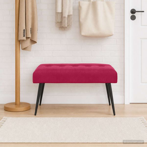 vidaXL Lavica s gombíkovým prešívaním Víno červené 80 x 40 x 46 cm