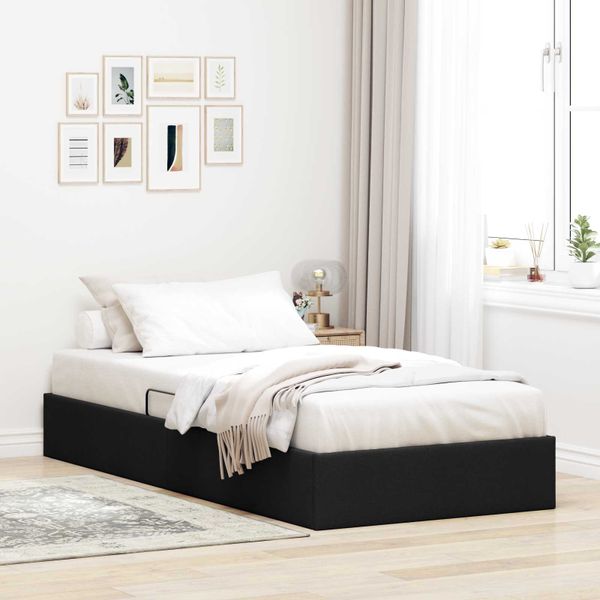 vidaXL Otomanový posteľný rám s úložiskom Čierny 100 x 200 cm látka